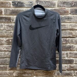 Nike Charcoal Long Sleeve Top with Black Swoosh boys xl